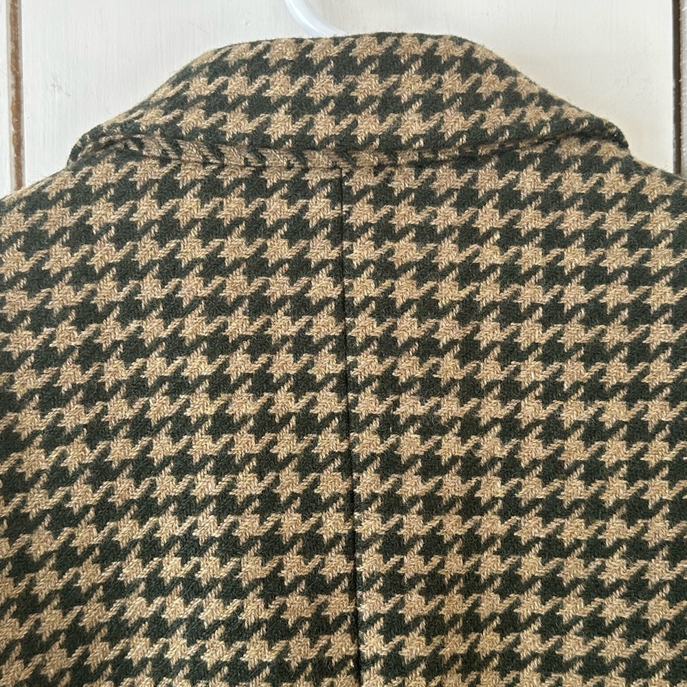 Vintage 90’s Houndstooth Blazer Jacket 12 Forest Green & Tan Academia Poetcore - Picture 7 of 8